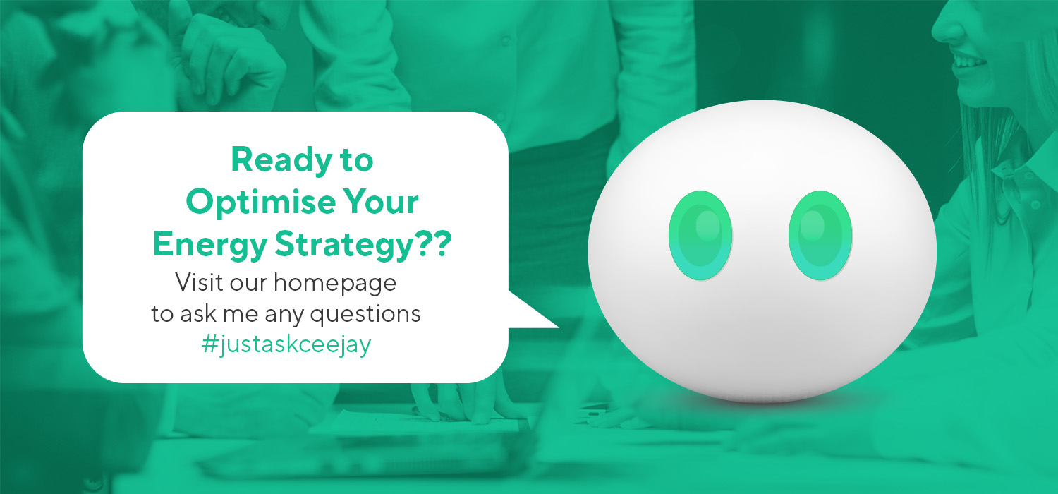 Digital assistant promoting the top 5 benefits of working with energy management specialists to optimise energy strategy.