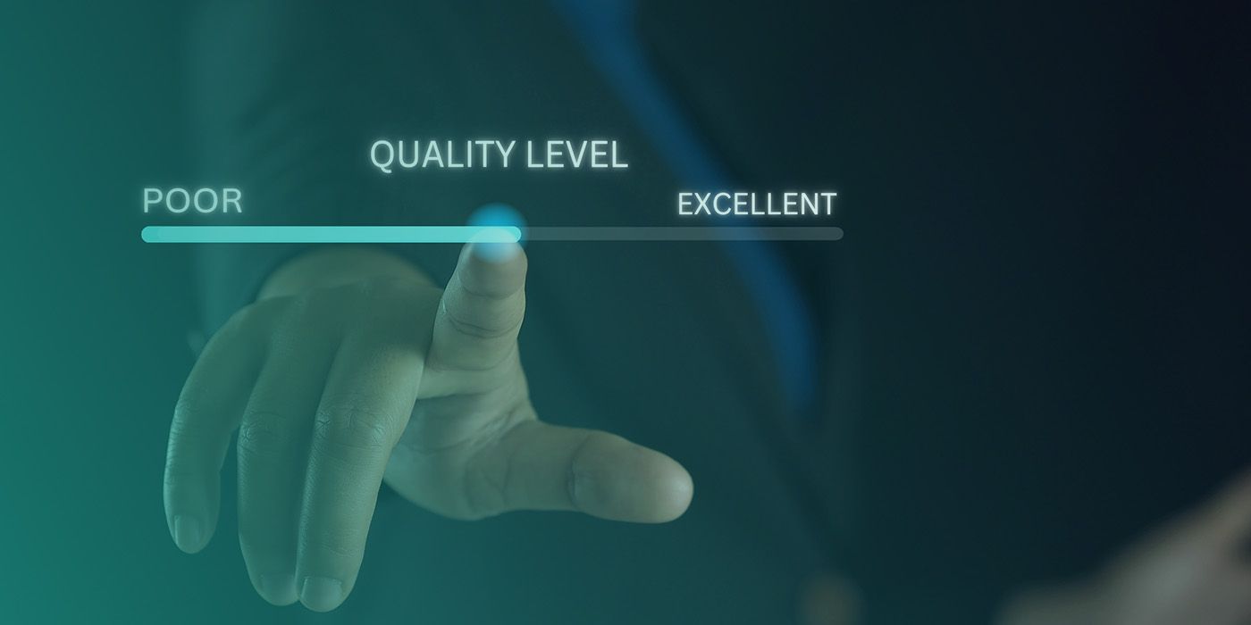 “Hand adjusting a quality level scale from poor to excellent, symbolising the importance of avoiding Energy Procurement Mistakes in business decision-making.”