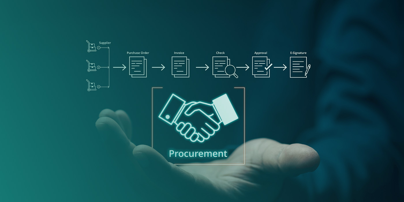 “Hand holding procurement icons and workflow graphics representing Energy Procurement Mistakes such as tendering at the wrong time.”
