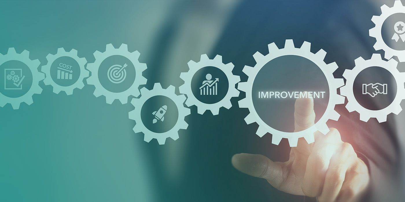 Digital gear icons showing continuous improvement, performance and cost control driven by BMS Recommissioning.