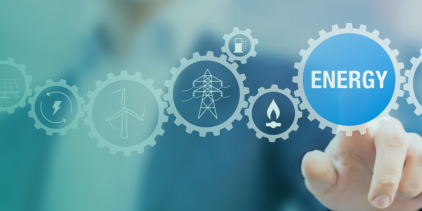 Energy management interface showing connected icons that illustrate how AMR and site works for portfolio energy strategy create control across electricity, gas, and grid infrastructure.